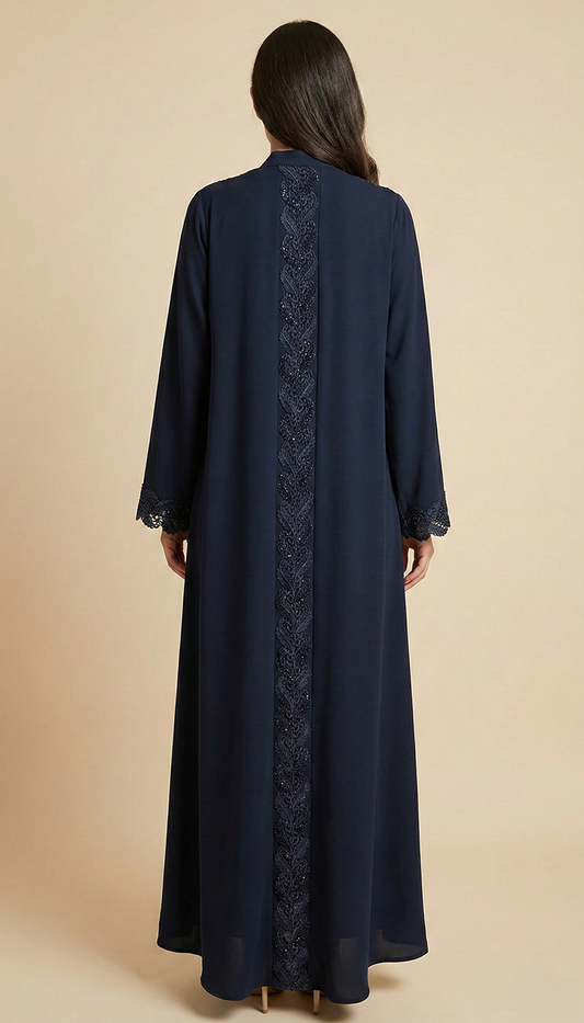 The Regal Lace-Back Nada Abaya