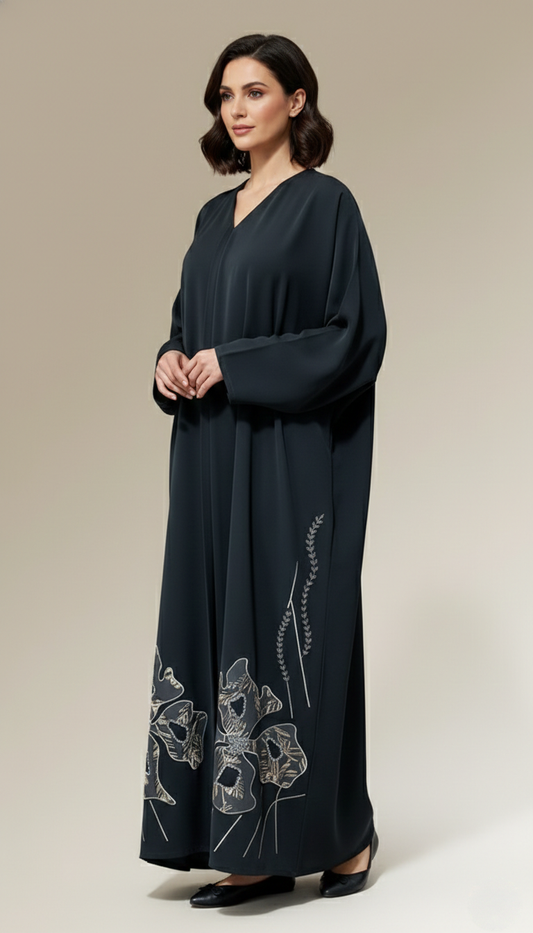 The Midnight Flora abaya